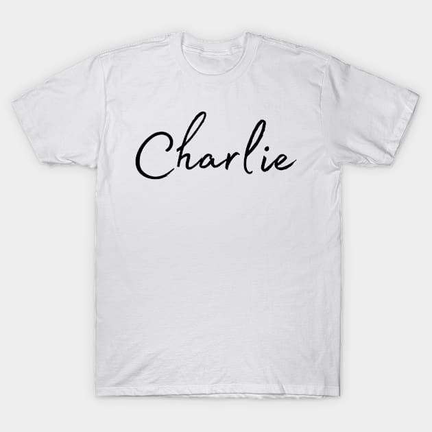 Charlie Name Calligraphy T-Shirt by Word Minimalism